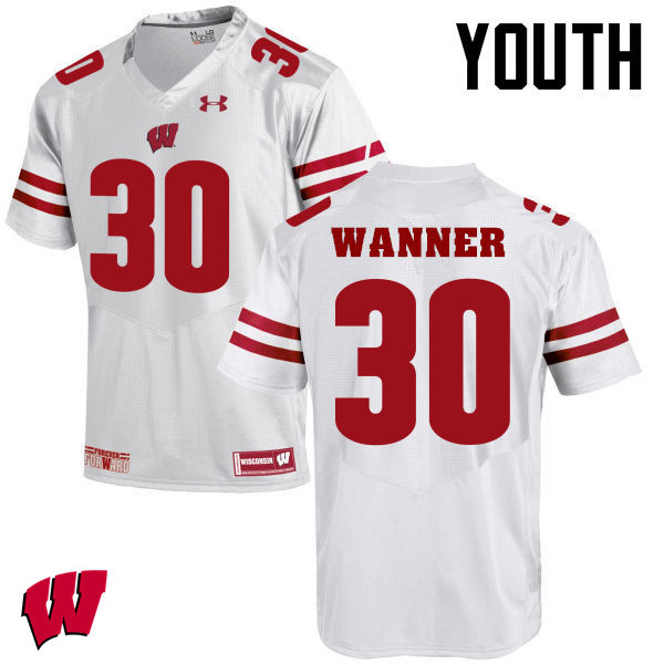 Youth Winsconsin Badgers #30 Coy Wanner College Football Jerseys-White - Click Image to Close